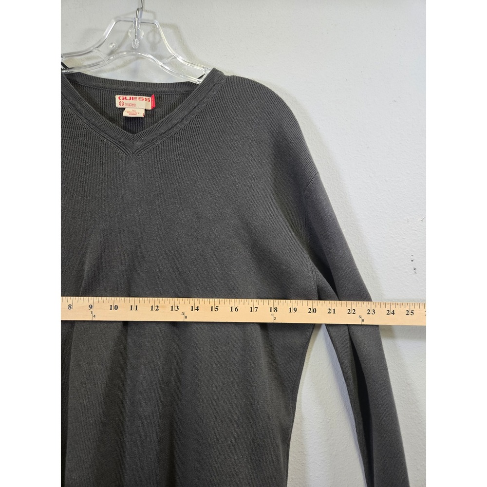 Guess Charcoal Gray Cotton Ribbed V-Neck Pullover Sweater XL Men's - Picture 8 of 8